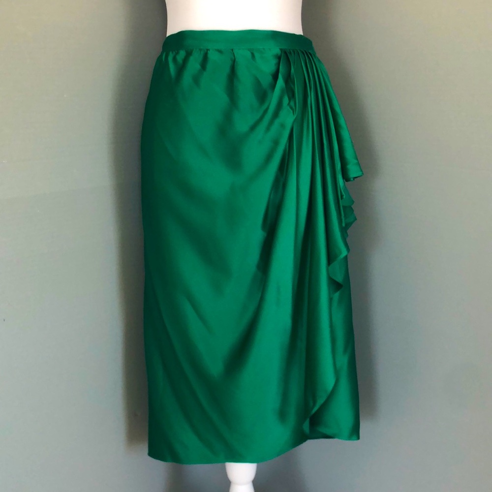 Women’s Vintage Miss O Oscar de La Renta 100% Silk Side Pleat Skirt
